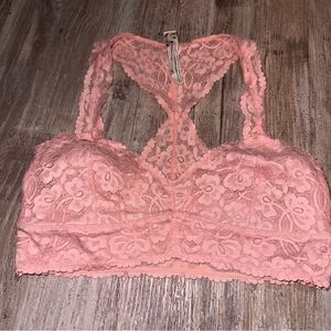 Free people Women's Galloon Lace Racerback peach sz M